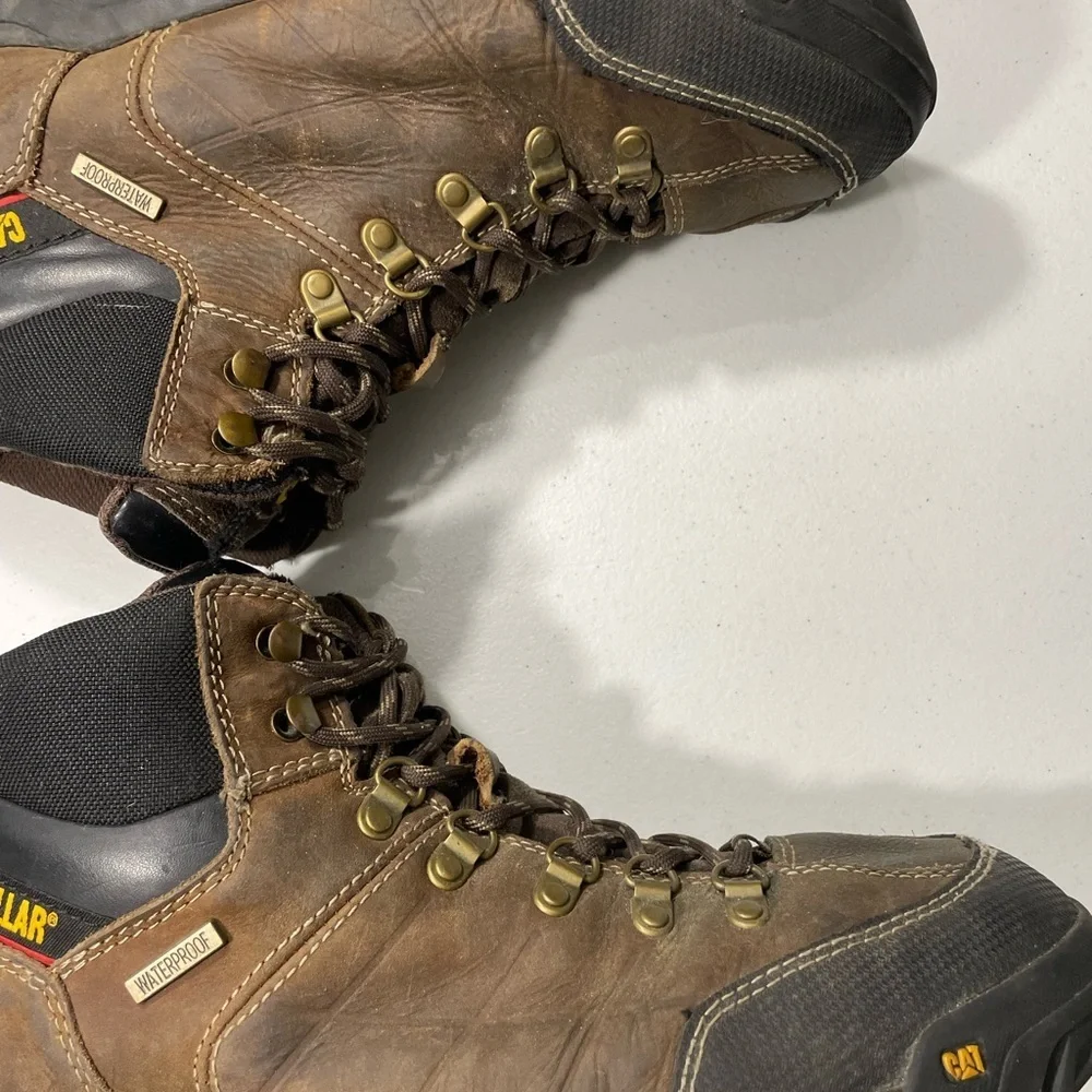 CATERPILLAR Brown Leather Hiking Work Boots Size 12 SB-